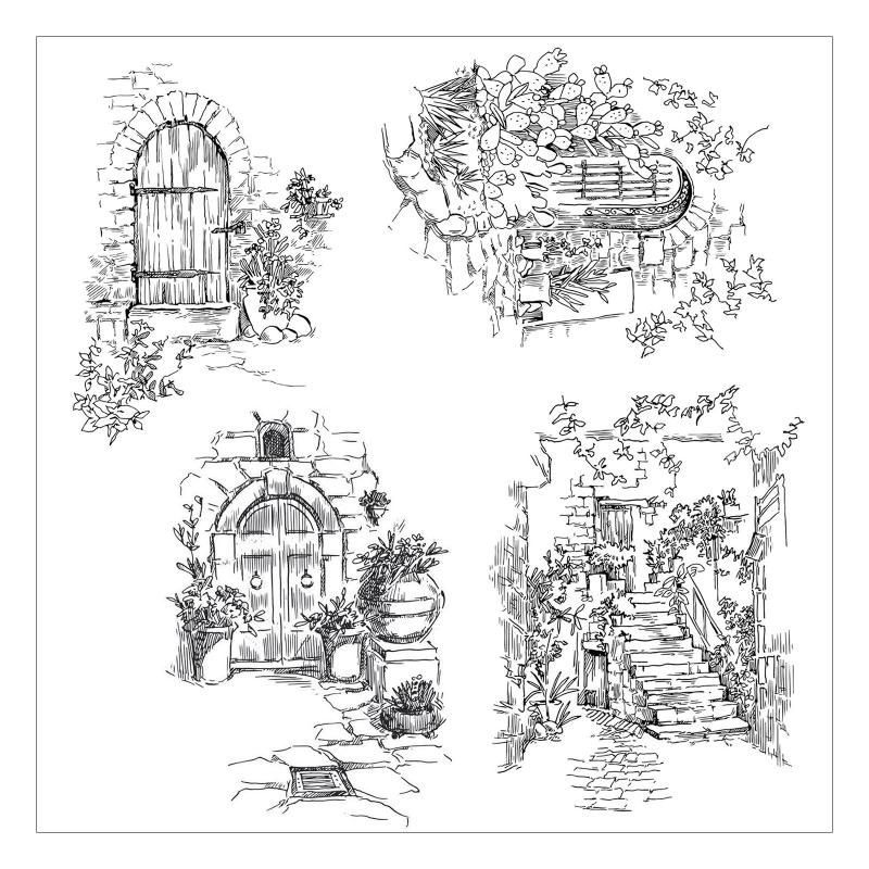 House Silicones Stamp for Card Making Journal Background Decoration Clear Stamper with Landscape Pattern