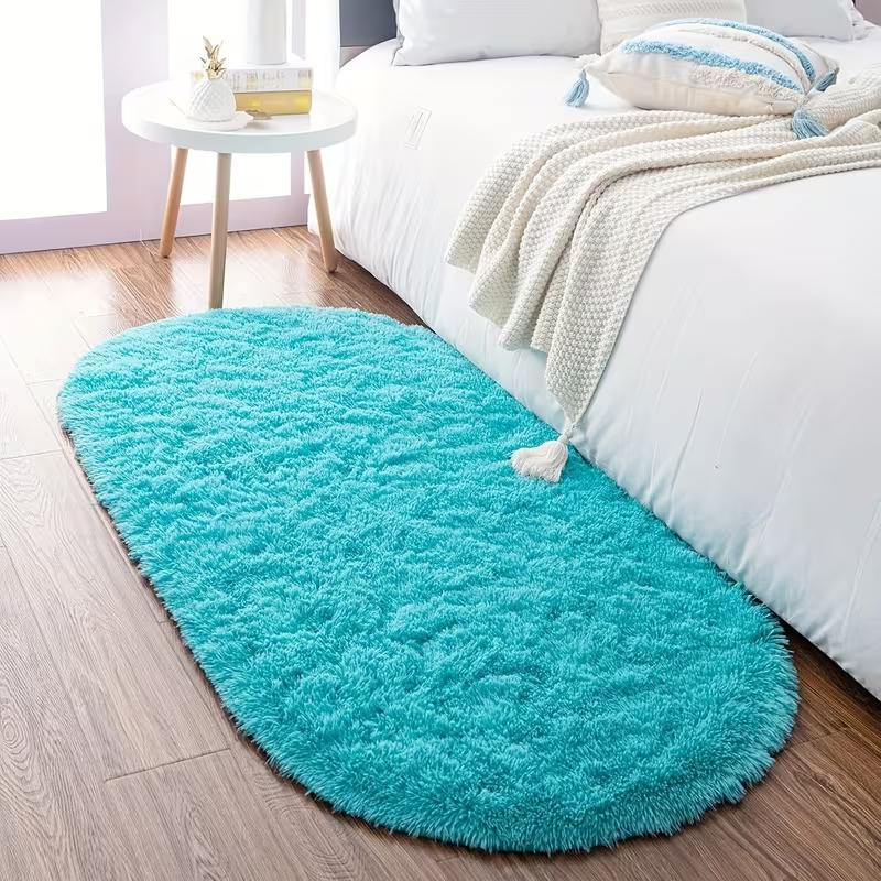 Tie-Dye Oval Long Plush Carpet Living Room Sofa Coffee Table Mat Soft Children's Bedroom Bedside Rug Home Decor