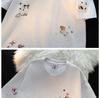 American Chic Embroidered Puppy Short-Sleeve Cotton T-Shirt for Women – Summer Loose Fit Cute Top