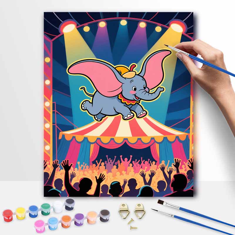 Disney Dumbo Flying Circus Digital Oil Painting Art Kit Hand Painted Home Decor 20x30cm