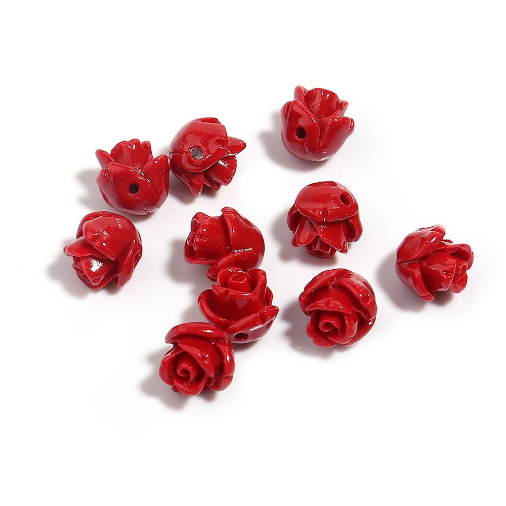 10Pcs/Lot Resin Beads 6 8 10 12 15mm Colorful Rose Shape Hole Size 1.5mm Beads For Charm Jewelry Making Diy Bracelet Necklace