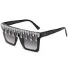 New Fashion Diamond-encrusted Sunglasses  Square Frame Chain Integrated Sunglasses WOMEN'S Large Frame Dazzling Glasses Trend