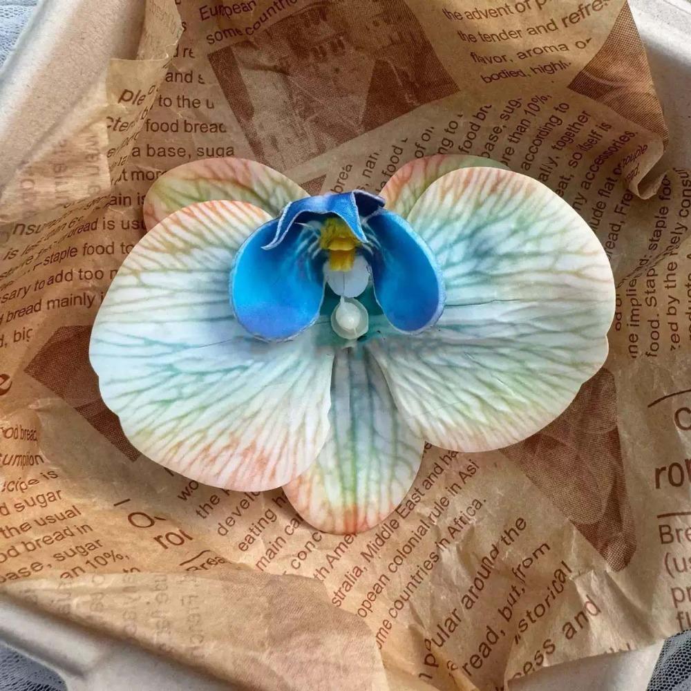 Sweet Orchid Flower Hairpin Rhinestone Women Side Clip Headdress Butterfly Orchid Hair Clip  Beach