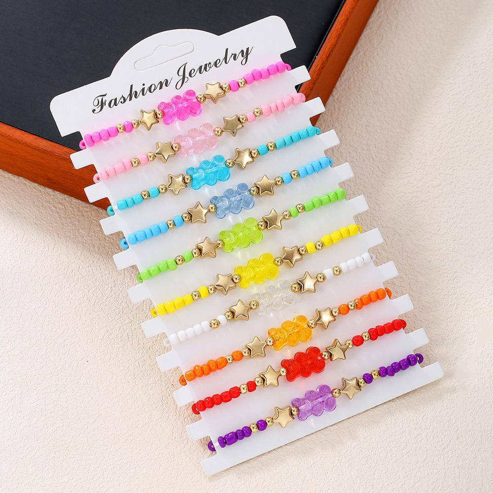 """WWJD"" Buchstaben Polymer Clay Perlen Armband Set": Europäischer/Amerikanischer Stil, 10er-Set Dankbarkeits-Glaubensarmbänder.