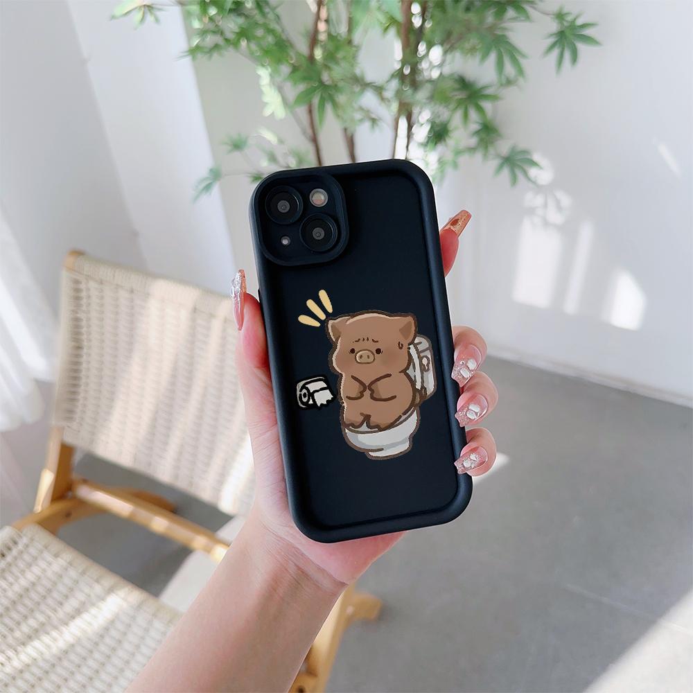 Funny Poop Piggy Pattern Soft TPU Phone Case for iPhone 17 Air 16 15 14 Pro Max Plus 13 12 Mini 8 7 X Xs Back Cover