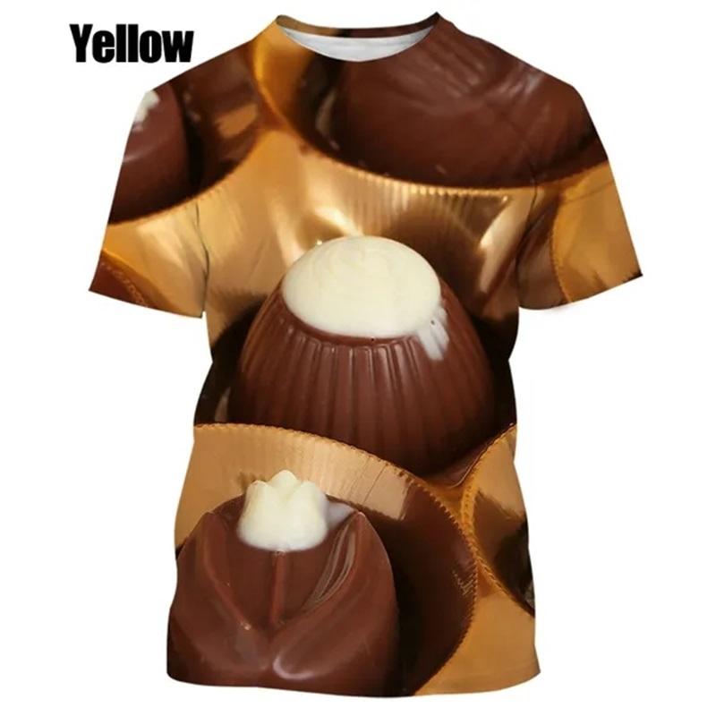 Summer Short Sleeve Men Tshirt Fashion 3d Printing Chocolate Sauce Food