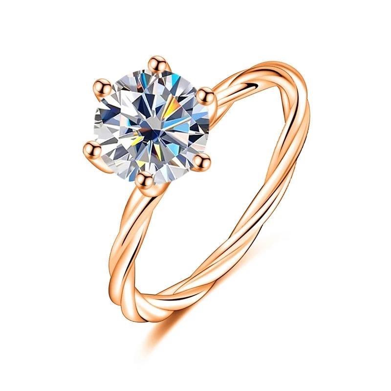 

Gica Gema Twisted Wall Twist S925 Серебряное кольцо для женщин с покрытием из золота Pt950 с цирконом в один карат About 17.1mm розового золота