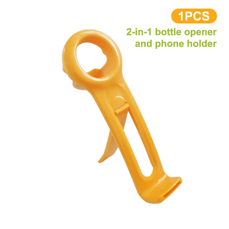 1/2 Stuks 2 In 1 Draagbare Flesopener Telefoonstandaard Universele Blikopener Antislip Flesdop Bier Open Dop Keukengadget