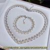 Heavy-duty woven fairy-style sparkling lace necklace and bracelet set with natural freshwater pearls, a luxurious two-piece set available for