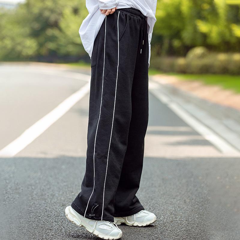 Girls' Loose Cuffed Sports Pants - Trendy Slimming Casual Sweatpants for Junior and High School Students