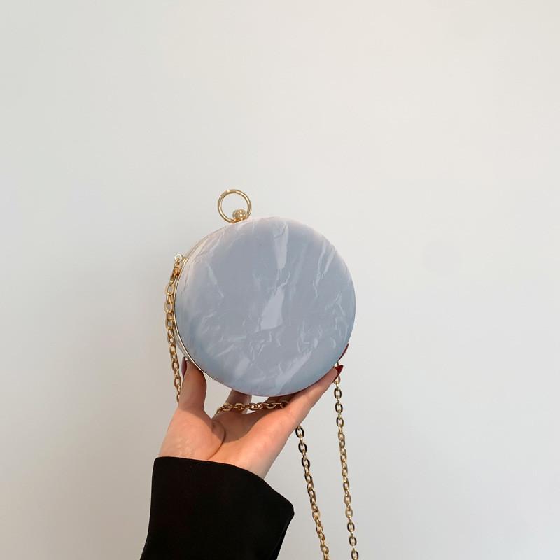Chic Round Chain Shoulder Bag For Women 2024 Spring Trendy Small Purse