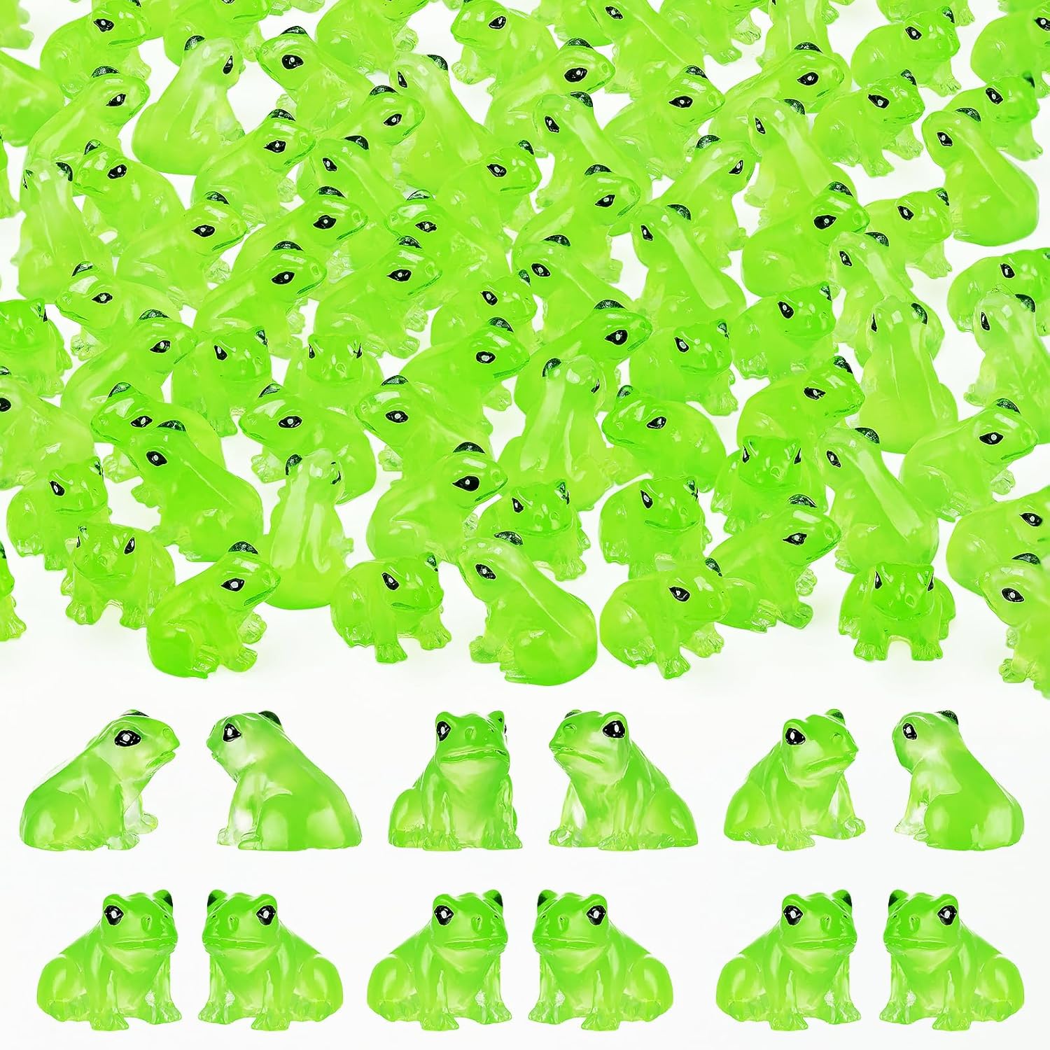 

50Pc Luminous Small Resin Frogs Green Glow In The Dark Cute Tiny Frogs For Micro Moss Landscape Terrariums Aquariums Cake Decoration 50pc