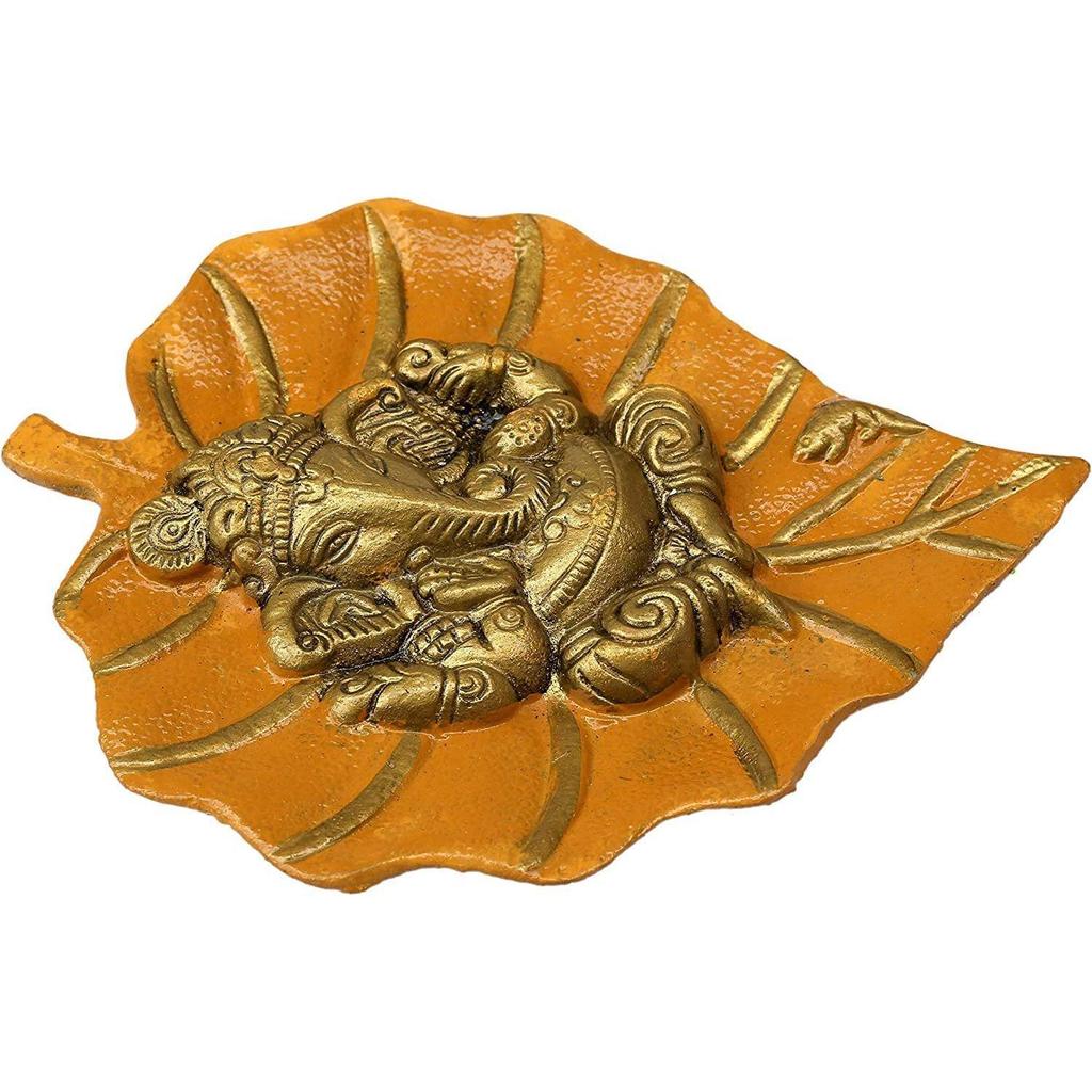 Ganesha On Leaf Wall Hanging Decorative Religious Showpieces for Home Entrance, Wall Décor and Pooja Room Vastu Items for Home for Good Luck