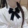 Luxury Double-Sided Velvet Bow Brooch with Pearl and Floral Accent