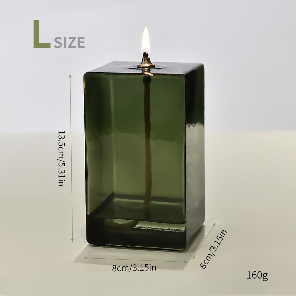 Creative Glass Candle Holder Room Decoration Color Square Candle Holder Home Furnishings Home Desktop Smoke Free Crispy Oil Lamp
