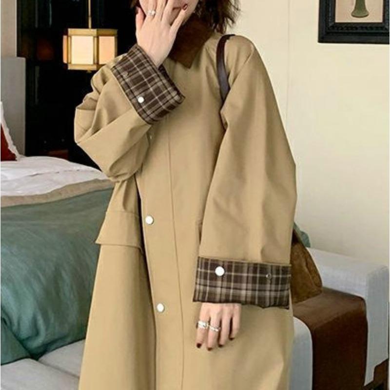 Hepburn Style New Windbreaker Jacket Is Popular This Year, New Style British Casual Fashion Long Coat for Small People