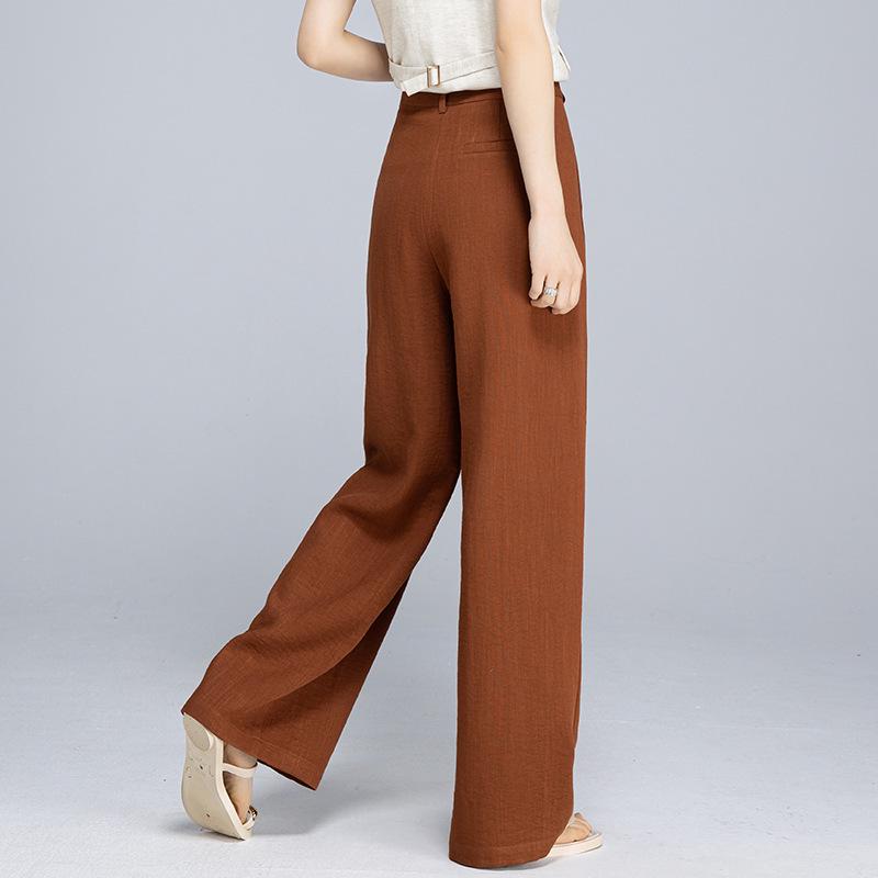 Women's High-Waist Tencel Linen Wide-Leg Pants, Summer 2025, Relaxed, Slimming, Floor-Length
