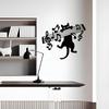 Metal Wall Art Cat Hanging On Music Notes Decorative Iron Wall Sculpture Modern Minimalist Wall Hanging for Living Room Bedroom Office Decoration