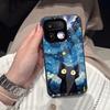 Etui do realme 16 Pro 5G Pro+ Anime Czarny Kot Gwiaździste Chmury Nadruk Pokrowiec na Telefon Akrylowy Twardy Tył Z Elastyczną Krawędzią TPU