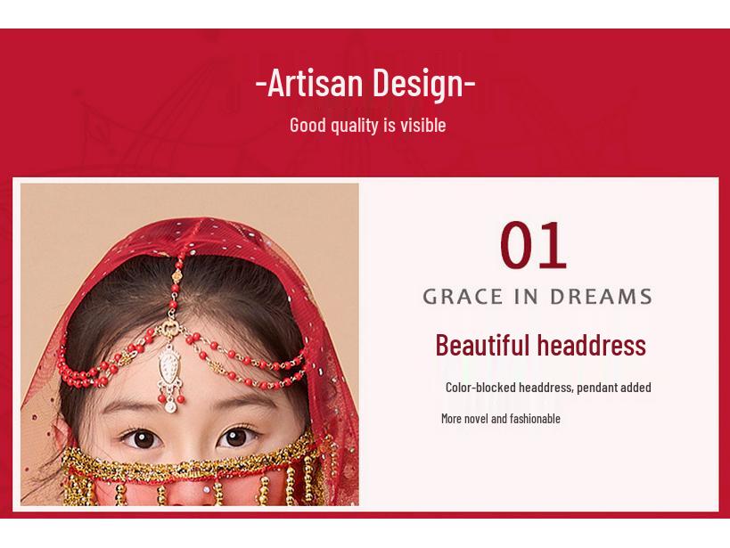 Kinder Indischer Jasmin Prinzessin Tanzkostüm - Ethnische Langarm Performance Outfit