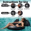 Summer Beach Float Ring Inflatable Pool Float, Creative Bat Wings Decor, Black Thickened PVC Swim for Party Halloween Calm Water Tube