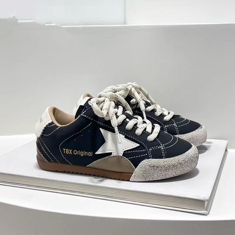 Kids Star Decor Casual Sneakers Lace Up Vintage Style Shoes 26 чёрный