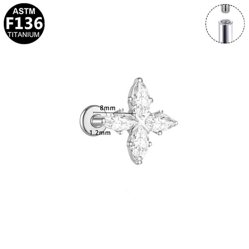 Titanium F136 Moon Threaded Cartilage Stud Earrings - Trendy European & American High-End Fashion