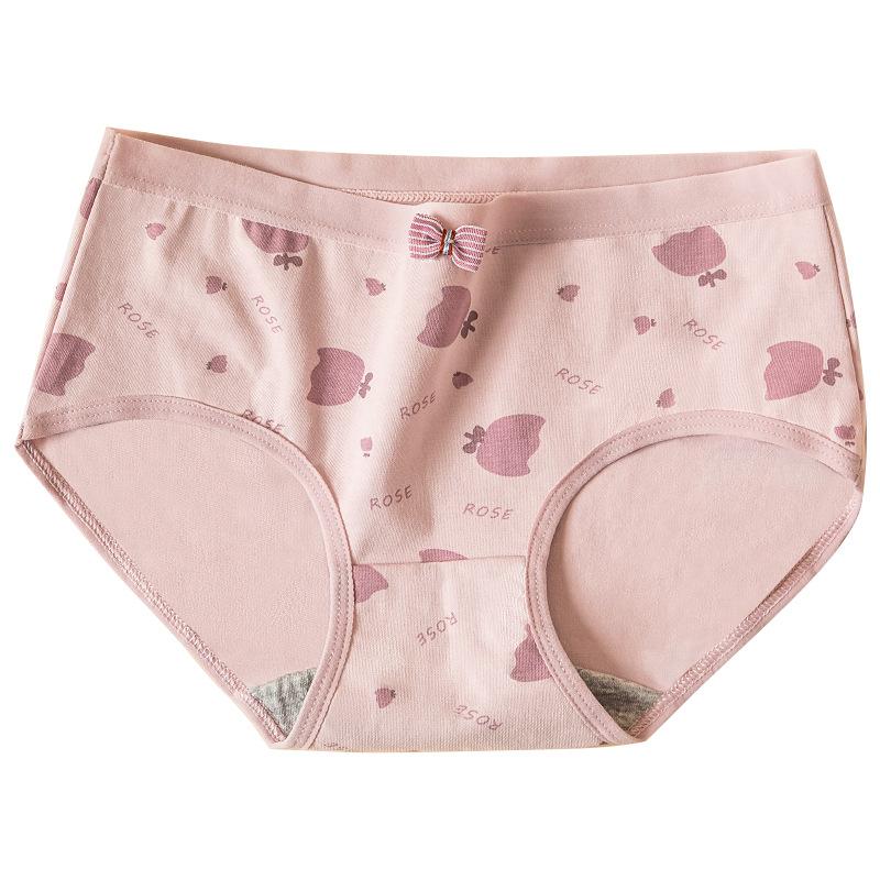 5 Pcs Mid-waist Women's Panties with Bowknot Cute Sweet Girly Briefs Cotton Crotch Student Panties