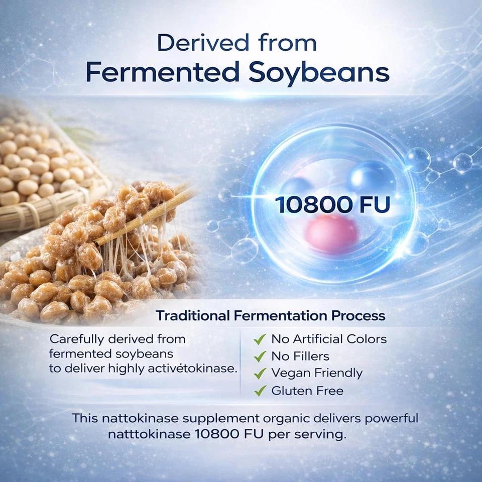1-3X Nattokinase Supplement - 10800 FU 60 Capsules Per Serving HOT 2026