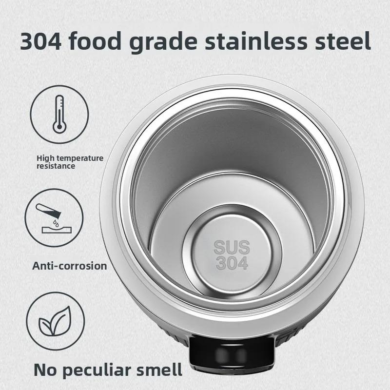 12V 24V Electric Heating Car Kettle 500ML Heater Cup Stainless Steel Fast Heat Water Cup for SUV Truck Camping Travel Kettle