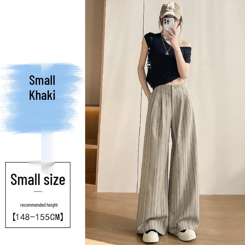 

Women s Black Striped Wide-Leg Pants | Spring 2026 New Arrival | Extra Long, Slimming, Versatile, Straight, Casual, Floor-Length S