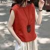 ZANZEA Damen Sommer Casual Rundhals Lose Ärmellose Tank Tops