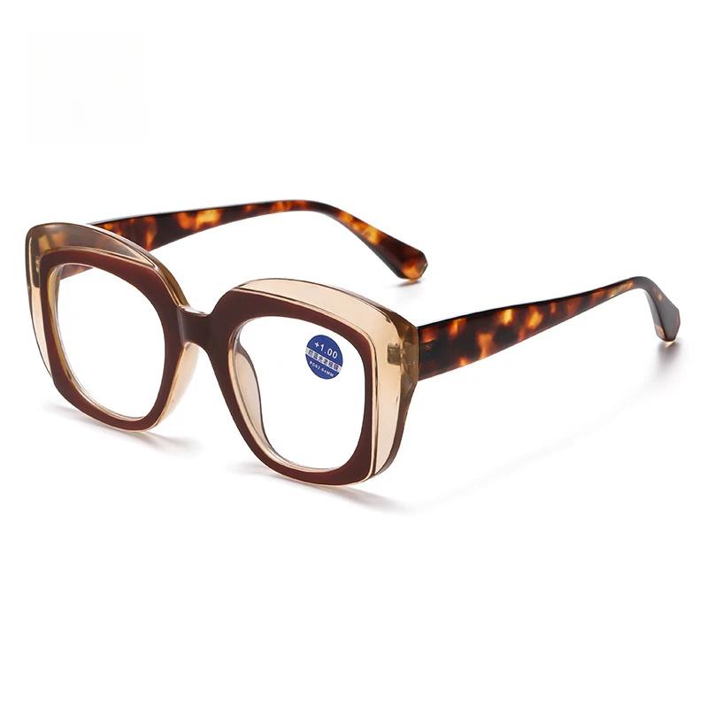 Women's Large Frame Reading Glasses Unisex Fashion Luxury Blue Light Blocking Hyperopia Trendy Round Oversized Far Sight Eyewear