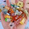 Miniature Toy Beverage Bottles with Cartoon Stickers - Resin Accessories for Convenience Store Display