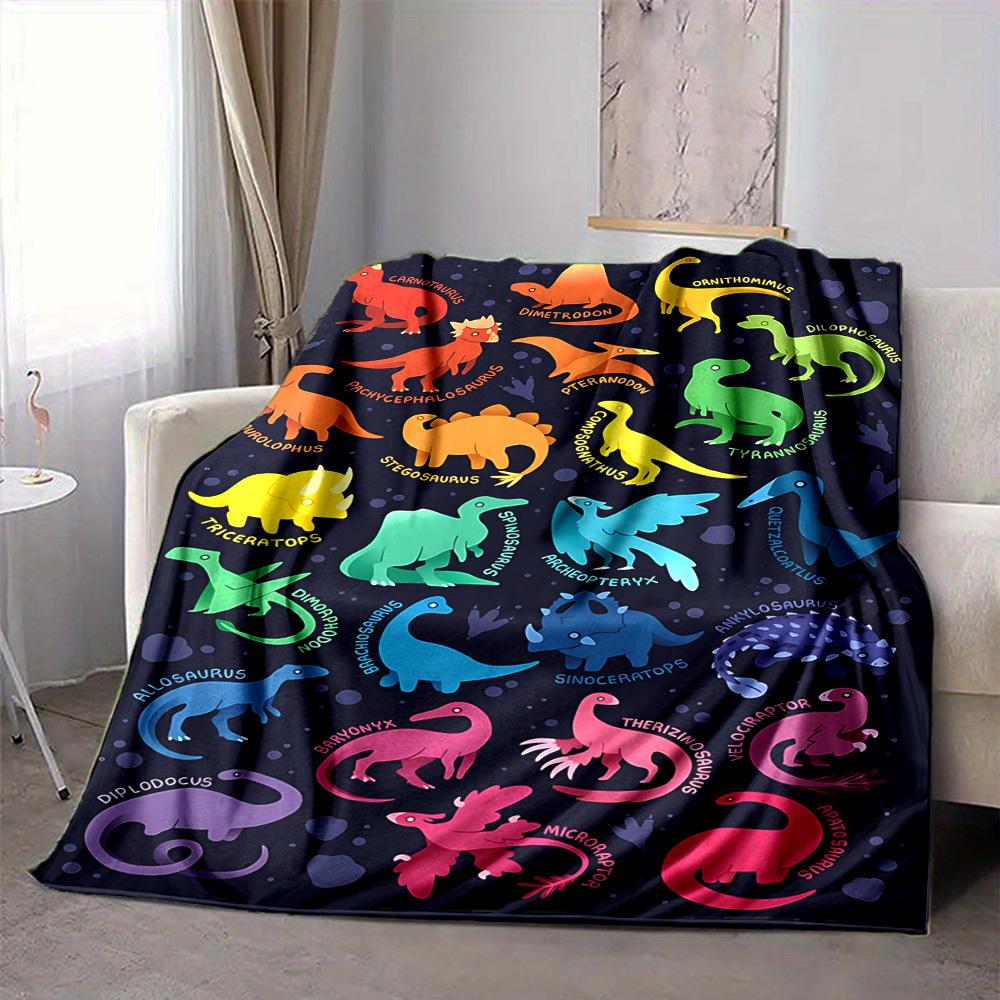 1pc DinoFest Lightweight Flannel Blanket, Comfortable and Warm Blanket, for Office and Camping Sofa Bed074