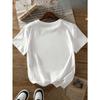 European Size Floral Print Pure Round Neck Short Sleeve