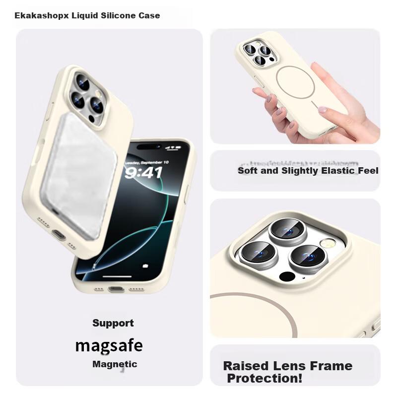 Ekakashop True Liquid Silicone Soft Skin-Friendly Touch Apple iPhone 15 Pro Max Case Magsafe Full Coverage Shockproof Business Protective Cover