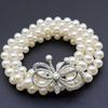 Luxury Butterfly Pearl Belt Pearls and Rhinestones Elastic Waist Bands  For Women Lady Girl