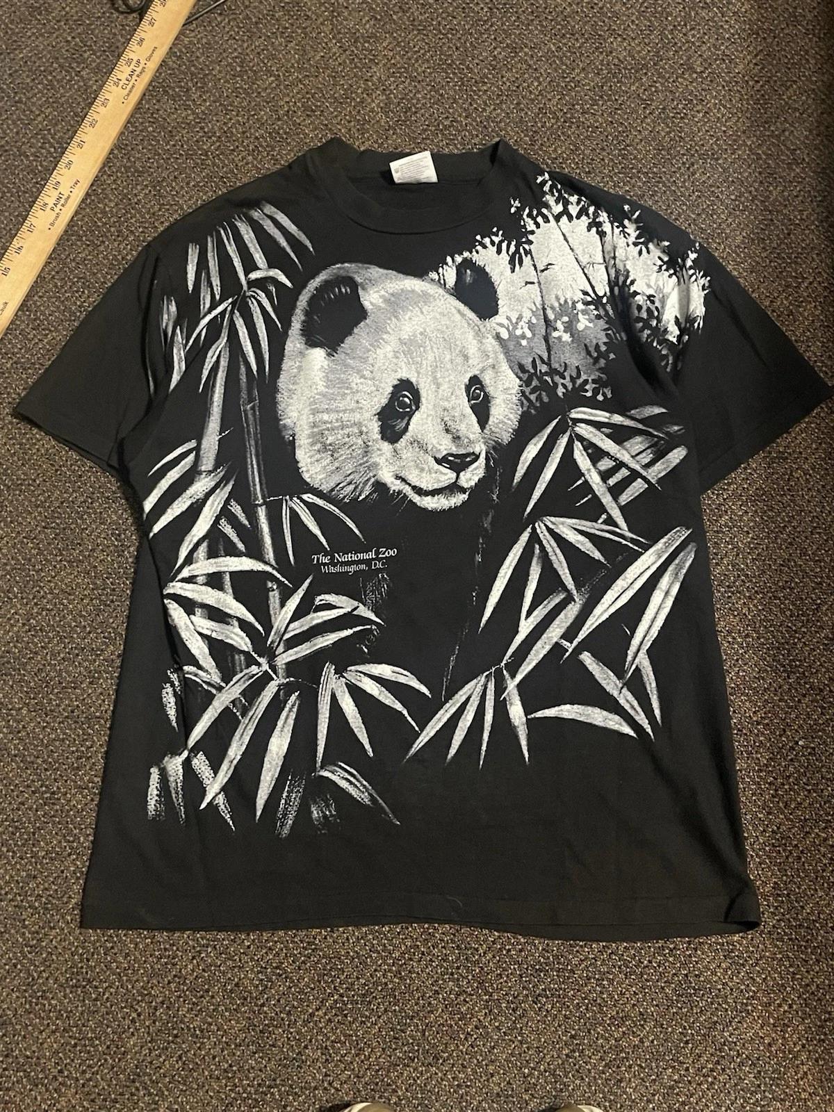 

Vintage 90s Panda All Over Print Shirt Mens L Nature Kung Fu Panda Single Stitch M