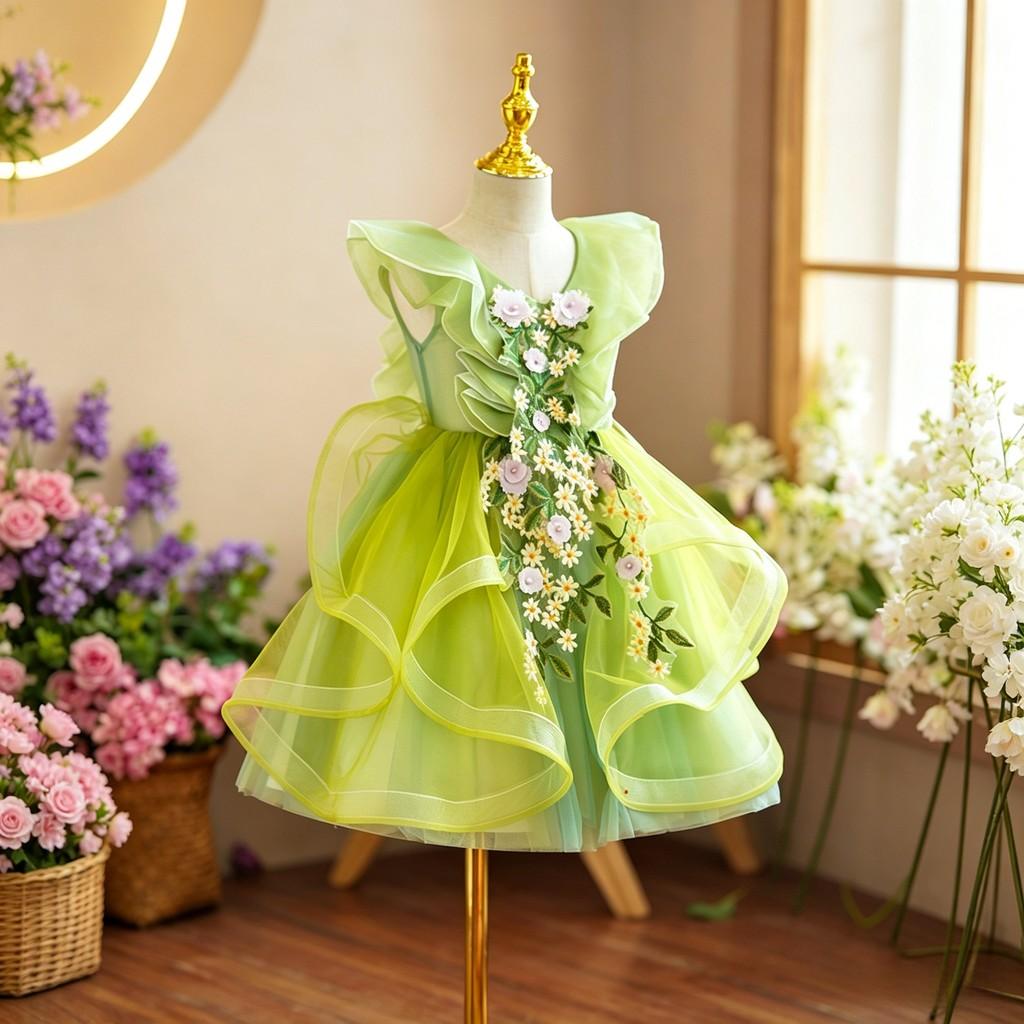 Princess Girl Summer Dress With Polyester Fabric And Puffed Skirt For Wedding And Party Celebrations
