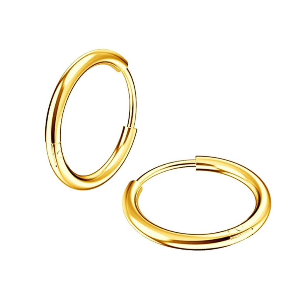Colorfast Titanium Steel Circle Hoop Earrings for Women - Geometric Design
