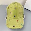 Creative Colorful Rhinestones Baseball Cap Distressed Design Cotton Sunscreen Hat Fashion Solid Color Sunshade Hat Outdoor