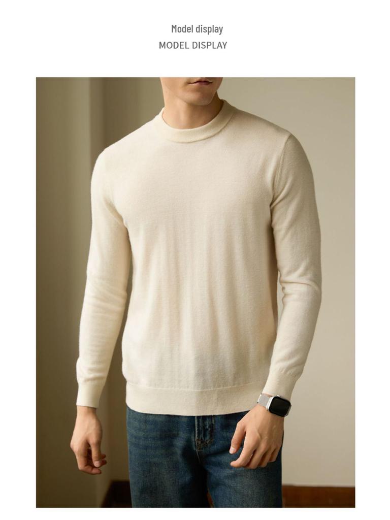 Men's Round Neck Knit Sweater: High-End Autumn Winter Style