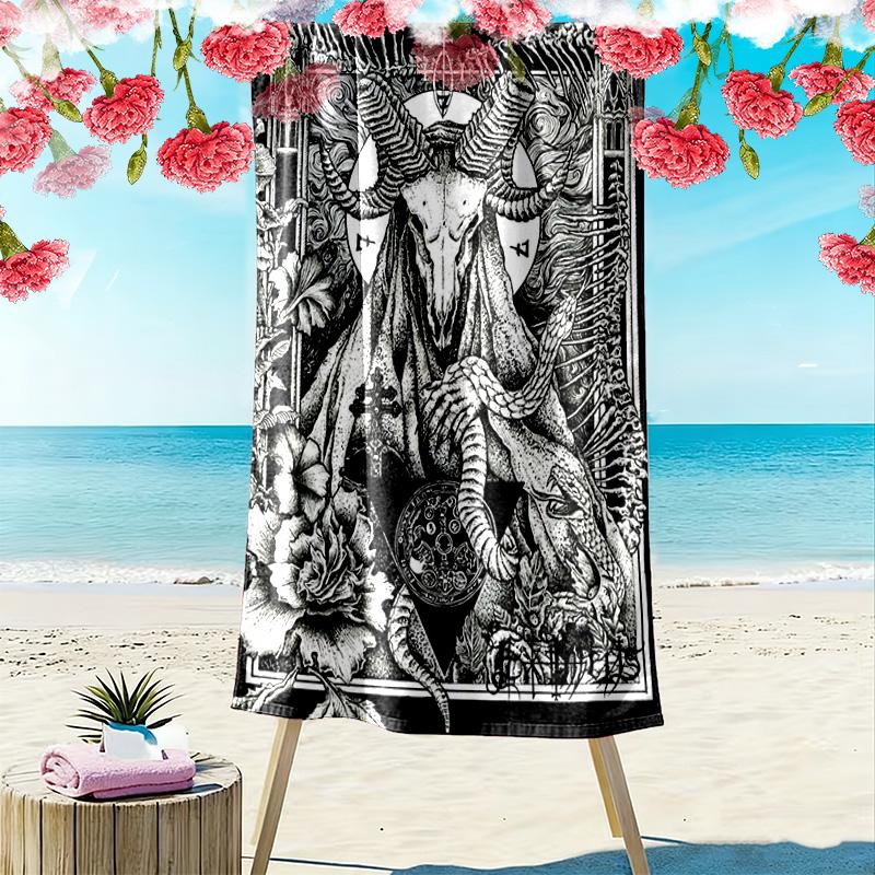 Satan-Print Strandtuch, Großes Weiches Schnelltrocknendes Handtuch für Strand Camping Schwimmen