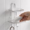 Porte-savon double étage égouttoir en acier inoxydable sans perçage mural porte-savon salle de bain cuisine douche organisateur de rangement
