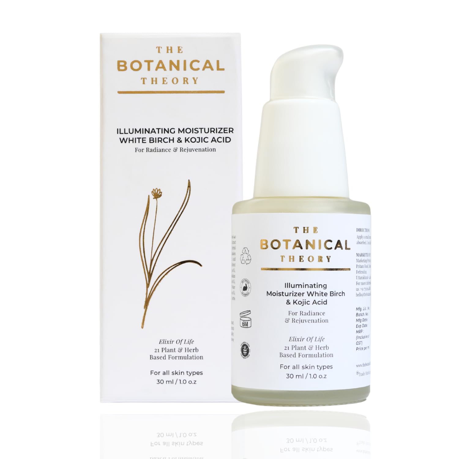 Botanical Theory Illuminating Moisturizer | White Birch & Kojic Acid | Brightening Face Cream for Dark Spots & Pigmentation | Even Skin Tone | Non-