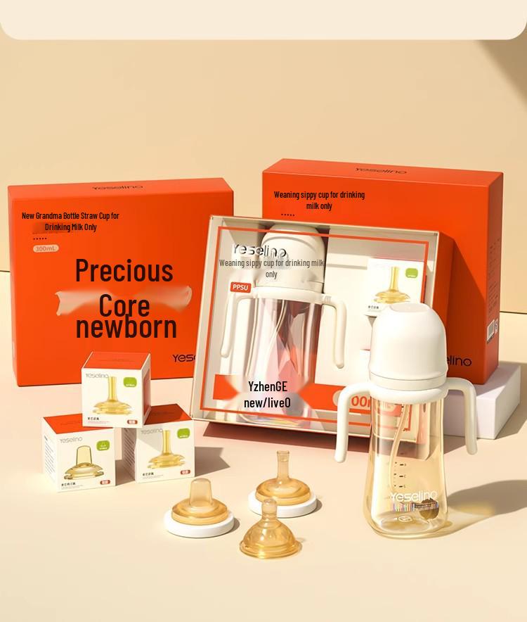 PPSU Baby Bottle & Straw Cup for 6M+ - Anti-Colic & Anti-Choking, Weaning Bottle with Gift Box for 1-3 Year Olds.