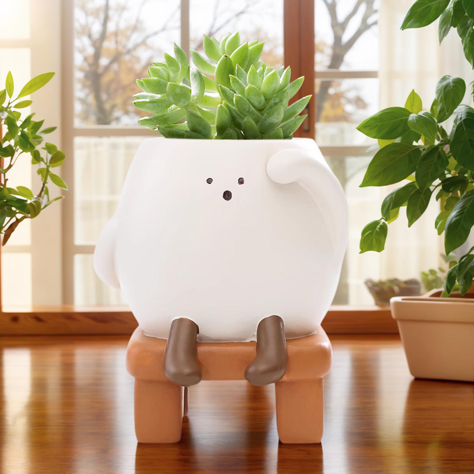 

Smile Face Flower Pot Reusable Unique Sit Chair Succulent Pots Wear Resist Creative Small Potted Ornament for Indoor Outdoor China Mainland