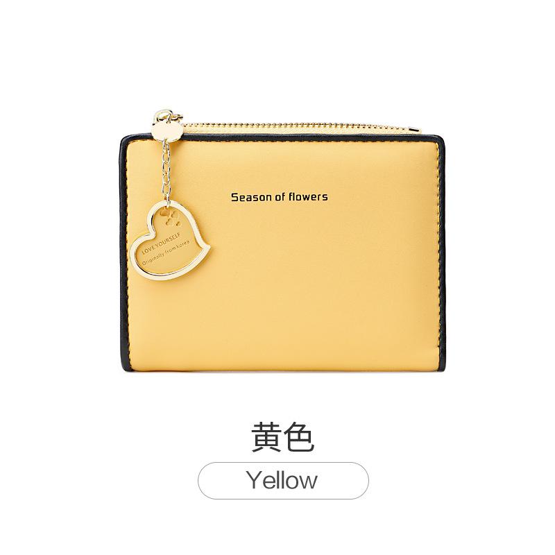 Portofel mic pentru femei, pliabil, ultra subțire, fără fermoar, geantă de identitate cu culoare contrastantă, pandantiv scurt pentru carduri