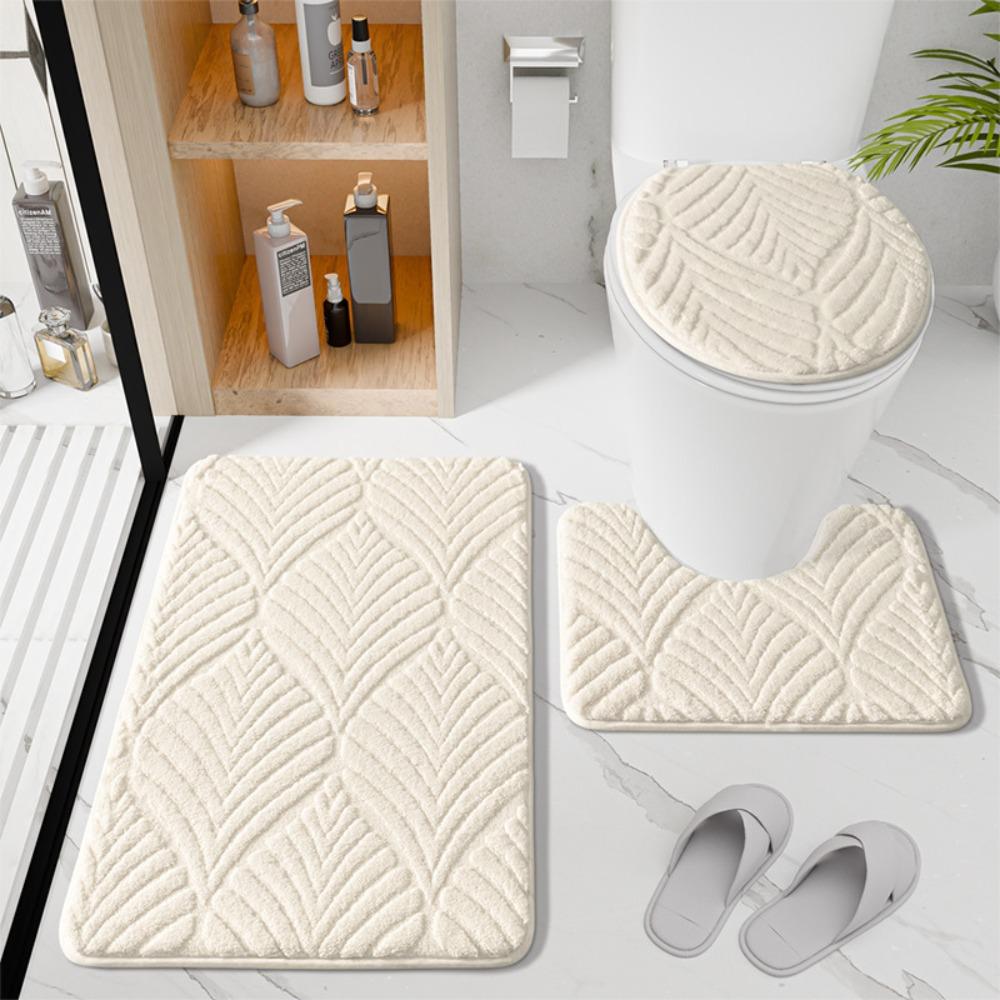 Absorbent Jacquard Bathroom Rug Thickened Floor Mat Comfortable Kitchen Carpet  Restroom